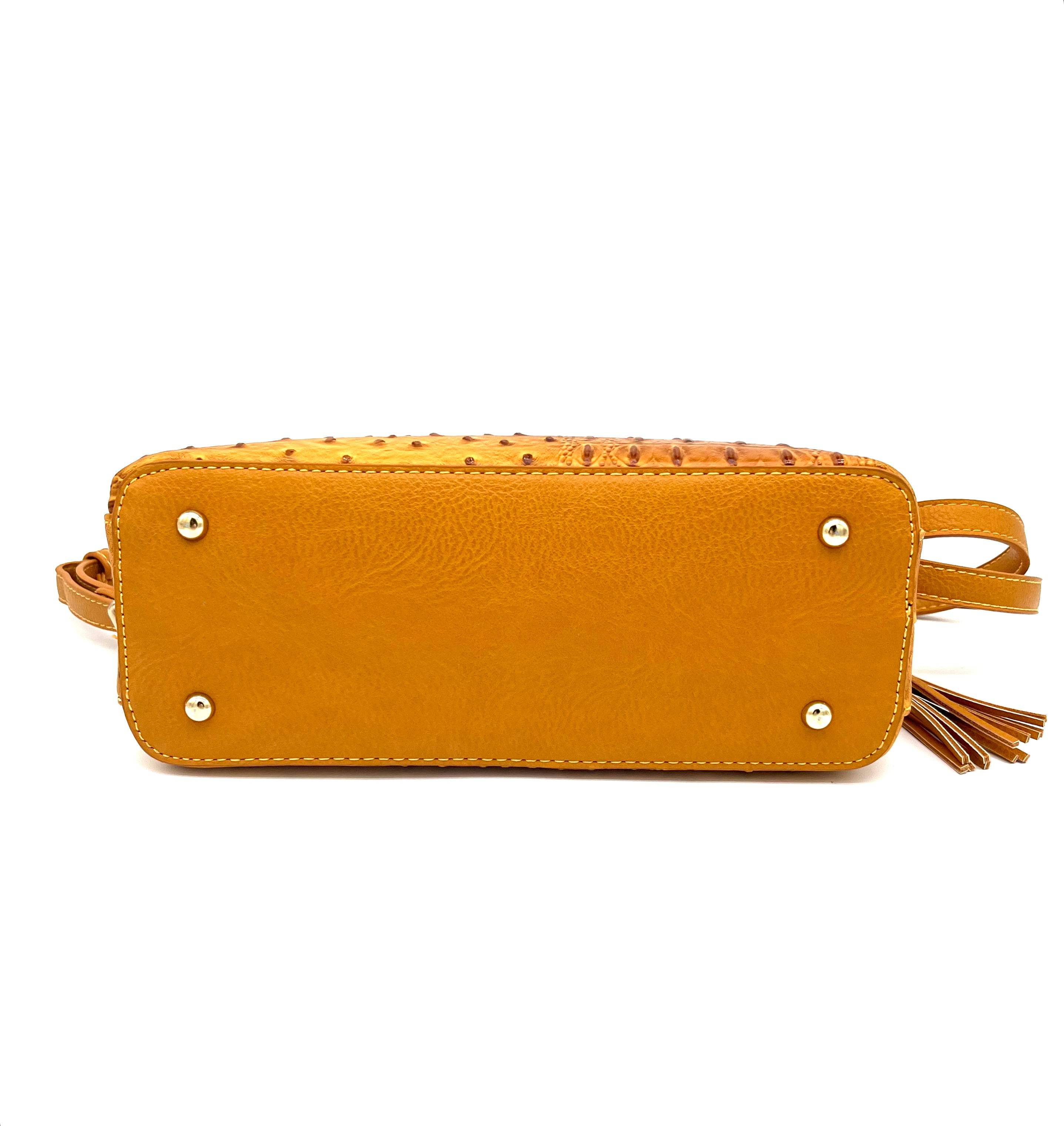 Shoulder Bag or Crossbody Adjustable Strap Ostrich Pattern Mustard Yellow NEW! - TheRealThreads