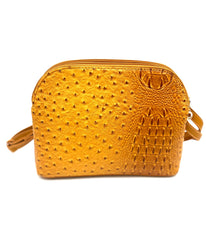 Shoulder Bag or Crossbody Adjustable Strap Ostrich Pattern Mustard Yellow NEW! - TheRealThreads