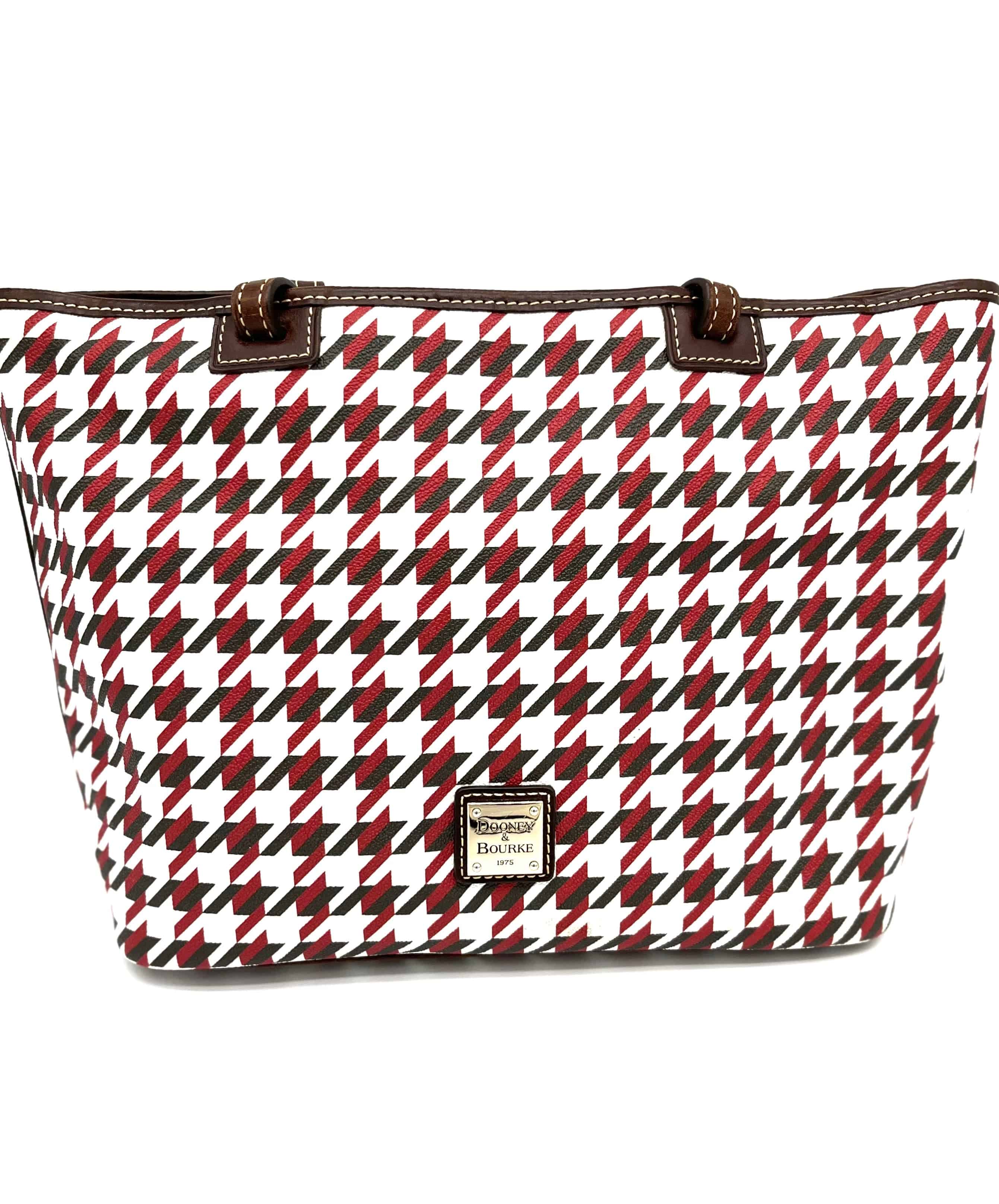 Dooney & Bourke Shoulder Bag, Handle Bag Or Tote Hoodstooth Brown and Burgundy - TheRealThreads