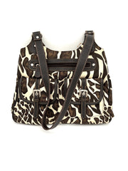 Handbag Animal Print Shoulder Bag Brown & Beige 3 Interior & 4 Exterior Pockets - TheRealThreads