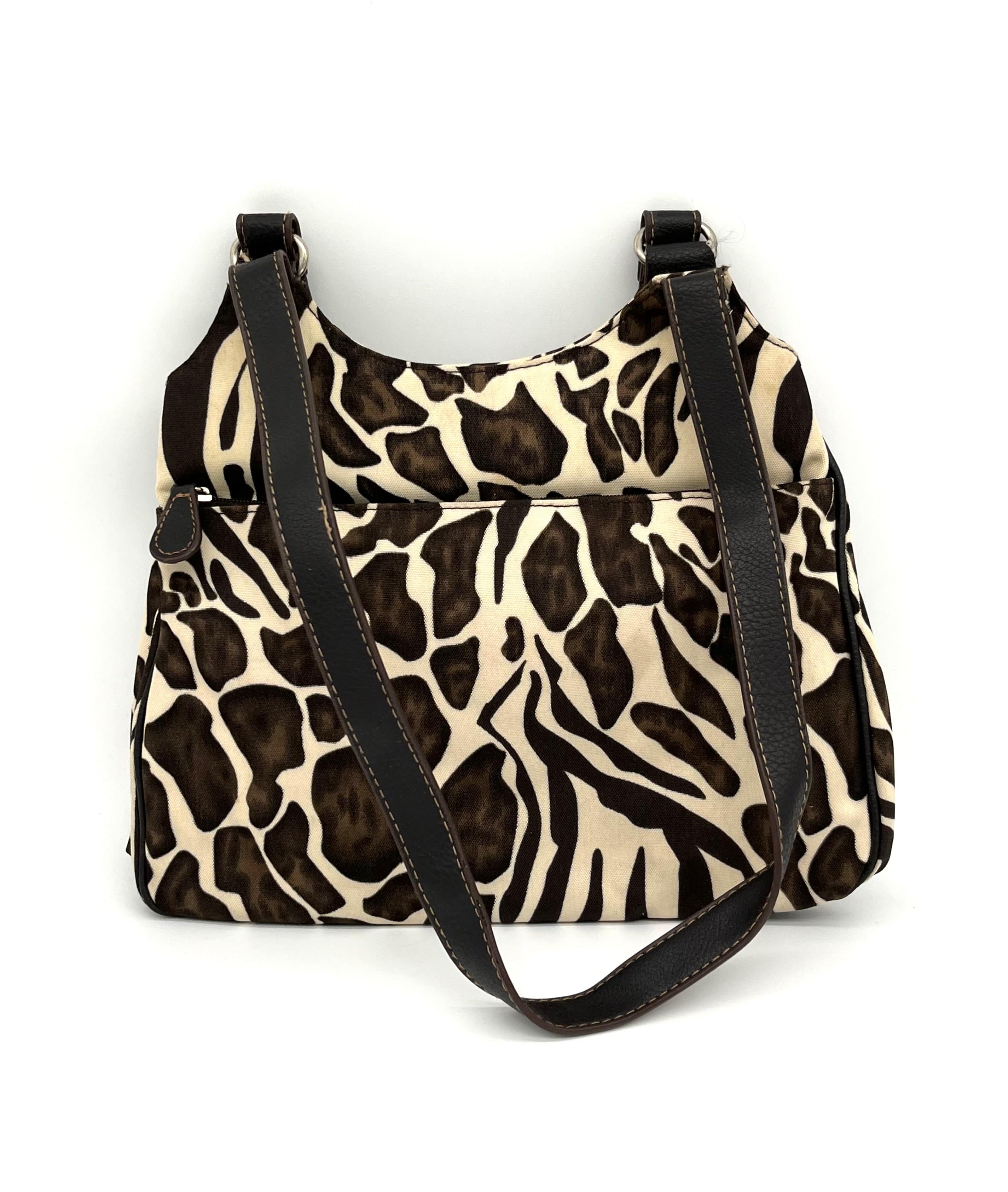Handbag Animal Print Shoulder Bag Brown & Beige 3 Interior & 4 Exterior Pockets - TheRealThreads