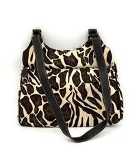 Handbag Animal Print Shoulder Bag Brown & Beige 3 Interior & 4 Exterior Pockets - TheRealThreads