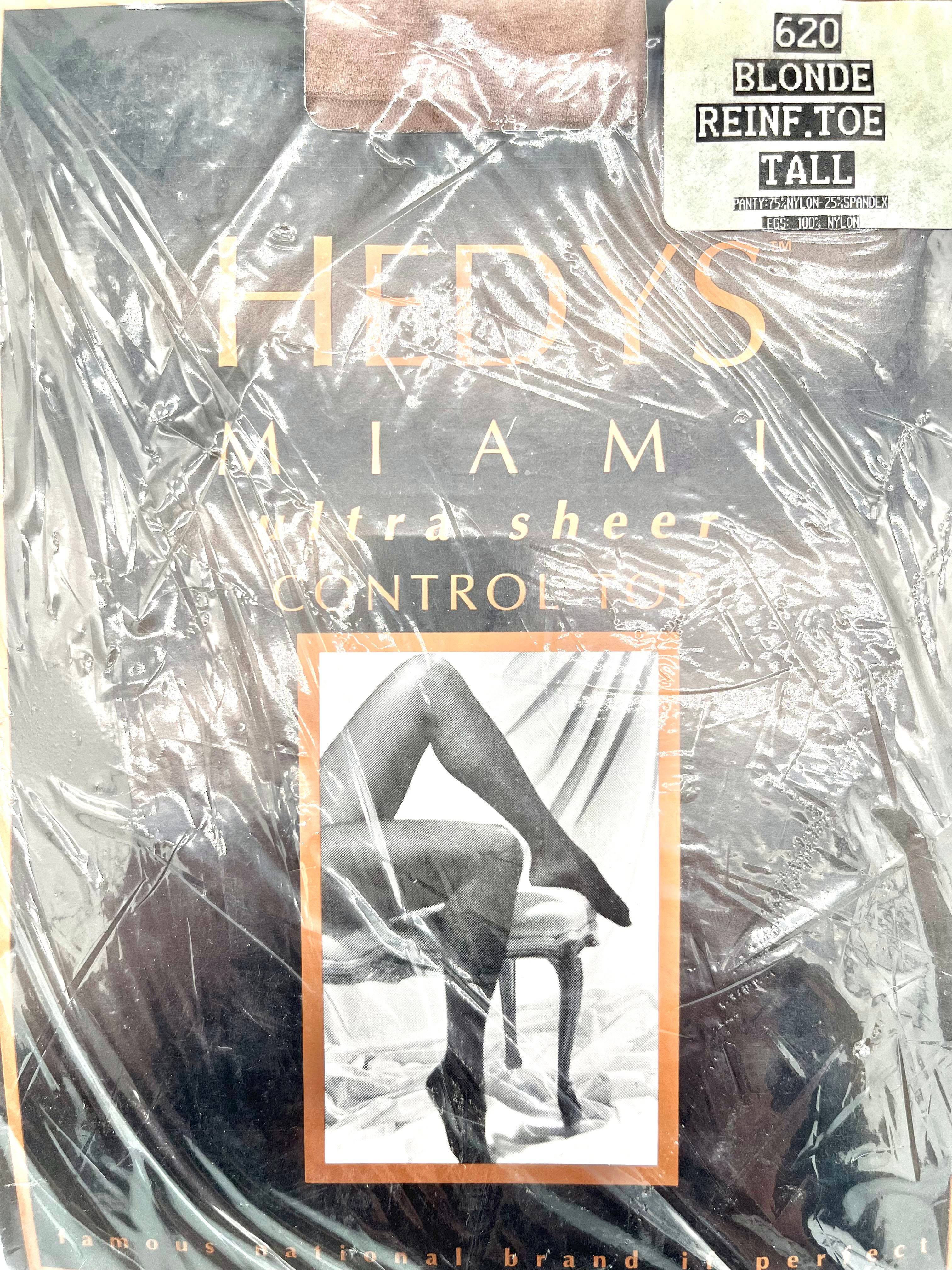 Hedys Miami, Ultra Sheer Blond Pantyhose Size Tall Reinforced Toe Control Top - TheRealThreads