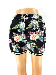 Juniors / Womens Size Large 11 - 13 Shorts / Swimwear Cover Up Black Flowered - TheRealThreads