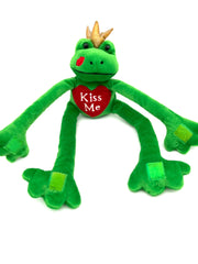 Prince Frog Stuffed Animal Red Heart On Chest Says Kiss Me Velcro Hands & Feet - TheRealThreads