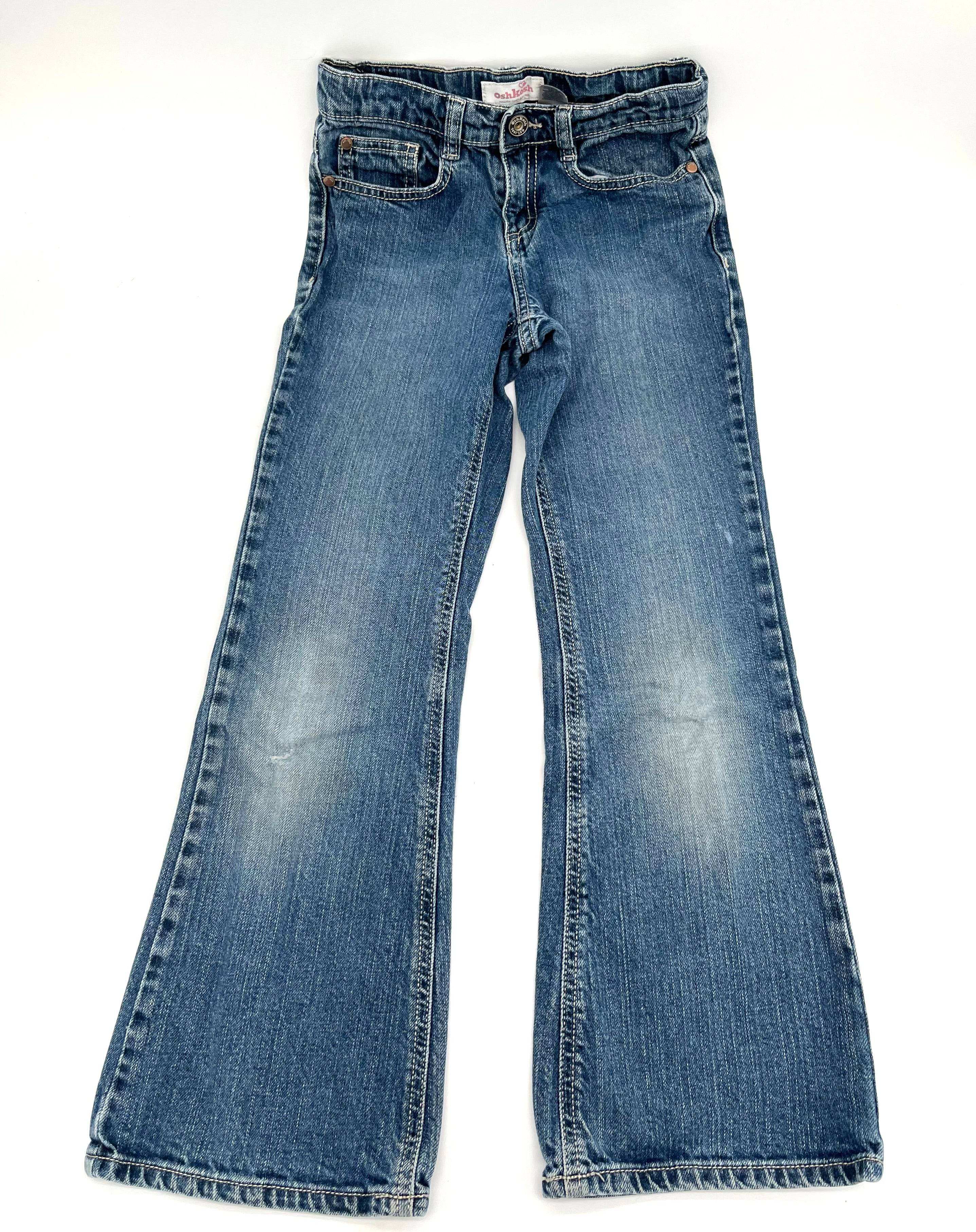 OshKosh 5 Pocket Jeans Size 8 Girls Pants Zipper & Button Closure Butterfly on Pockets - TheRealThreads