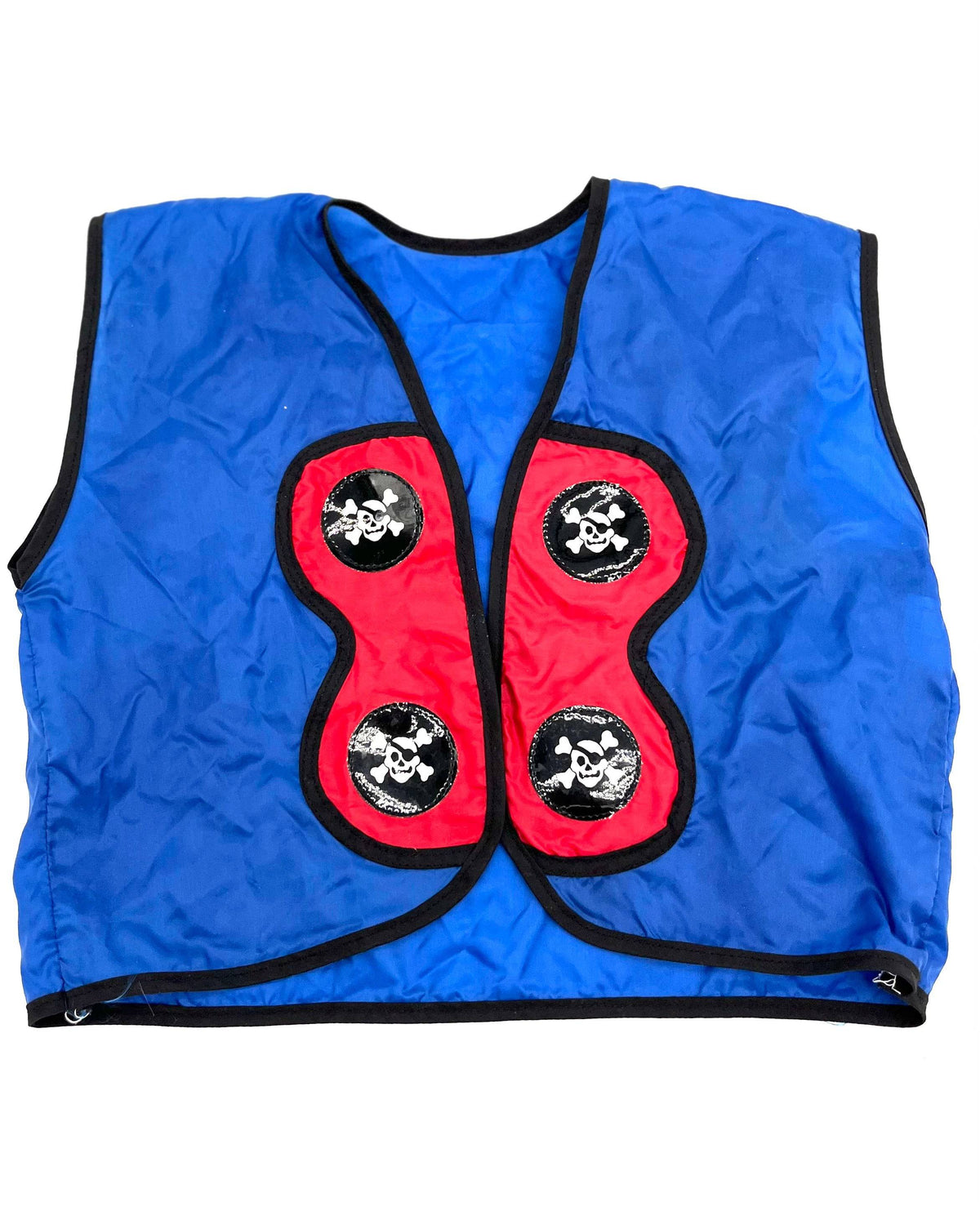 Halloween Costume Pirates Vest Blue And Red Skull And Bones - TheRealThreads