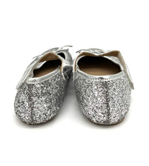 Silver Sparkly Shoes Kids Size 13 C Velcro Closure and Bow For Your Little Princess - TheRealThreads