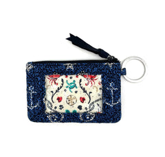 New Vera Bradley Card Case Dark Blue, Anchors, Clear ID Card Window, Key Ring Too! - TheRealThreads
