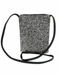 Glittery Silver And Black Evening Bag or Cell Phone Bag Crossbody or Shoulder Bag - TheRealThreads