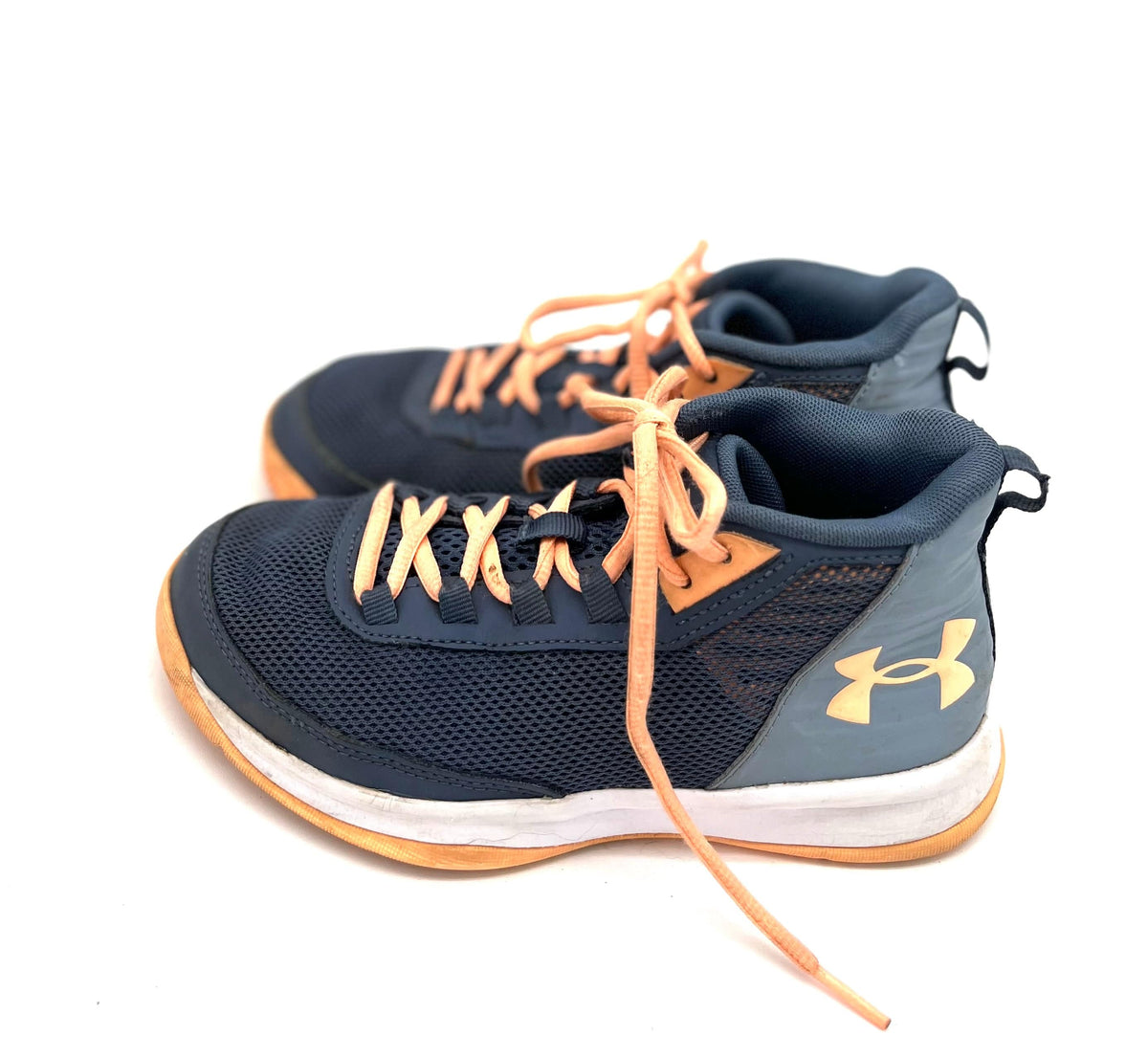 Under Armour Big Kids Shoes Size 3 Grey and Orange Sneakers Athletic Wear - TheRealThreads
