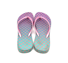 Kids Size 13 - 1 Girls Flip Flops Pink Blue And Purple Rubber Shoes - TheRealThreads