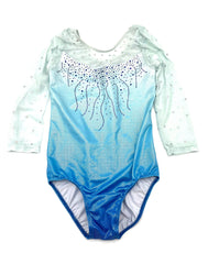 Girls Size 8 Dance Leotard Teal And Blue With Silver Sequins And Blue Beads - TheRealThreads