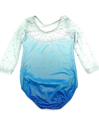 Girls Size 8 Dance Leotard Teal And Blue With Silver Sequins And Blue Beads - TheRealThreads