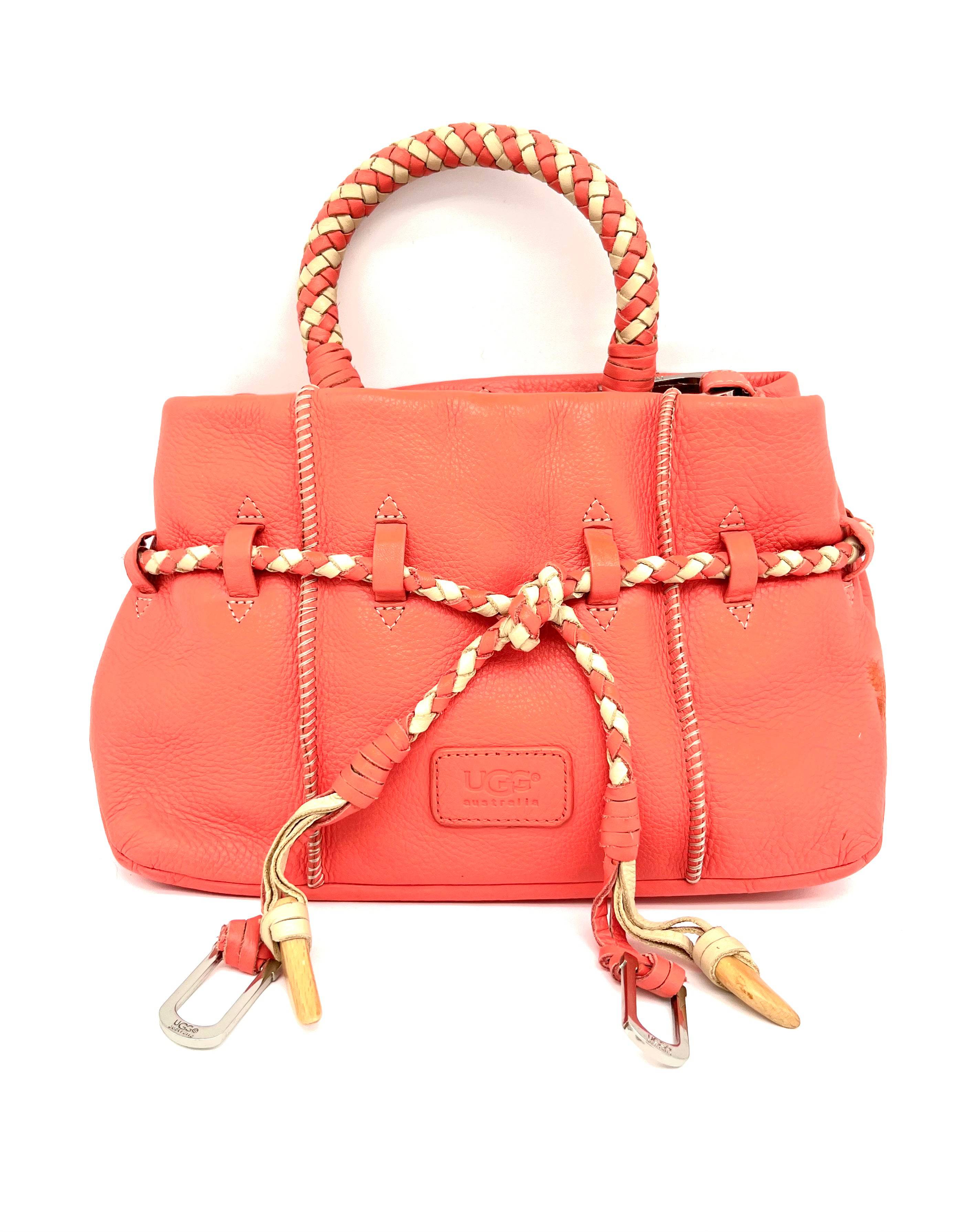 Handbag By Ugg Australia Orange Handle Bag Zipper Snap And Clasp Closures Braided Accents - TheRealThreads