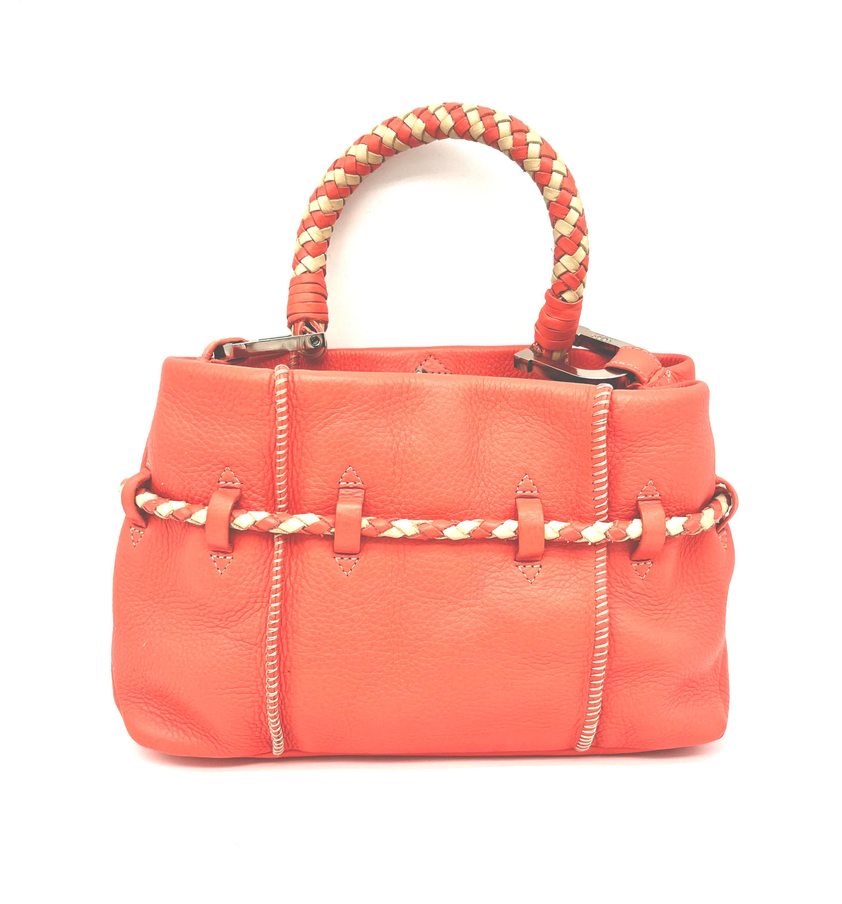 Handbag By Ugg Australia Orange Handle Bag Zipper Snap And Clasp Closures Braided Accents - TheRealThreads