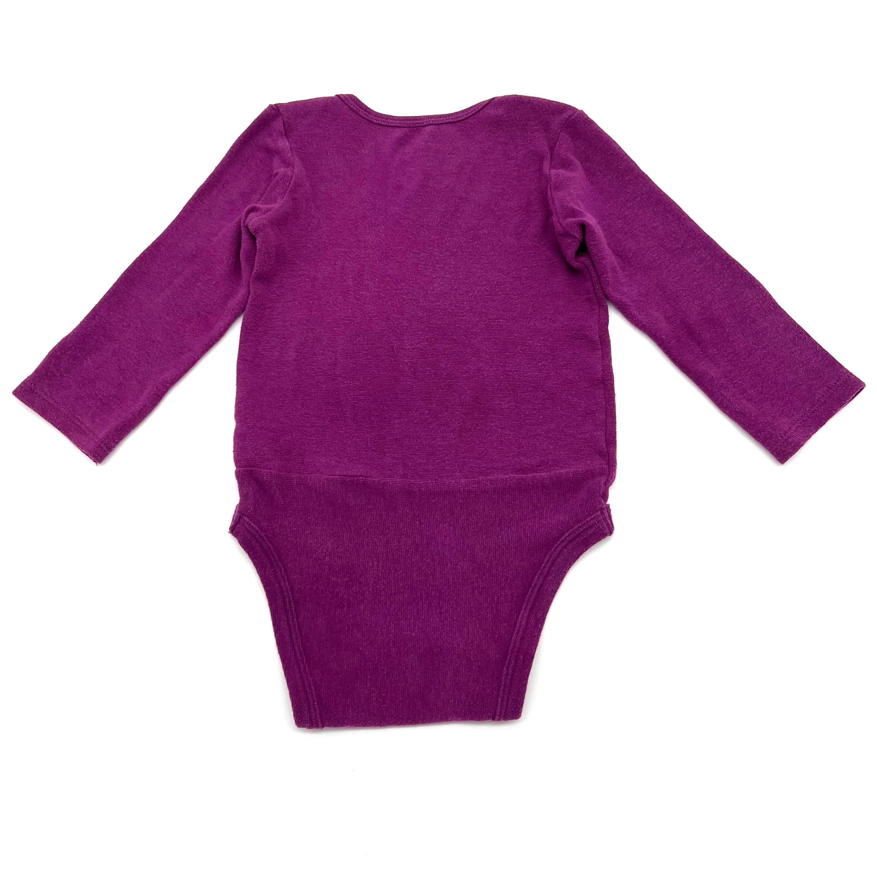 Babies Size 12-18 Months Hanes Onesie Long Sleeve Purple Onesie With Snaps - TheRealThreads