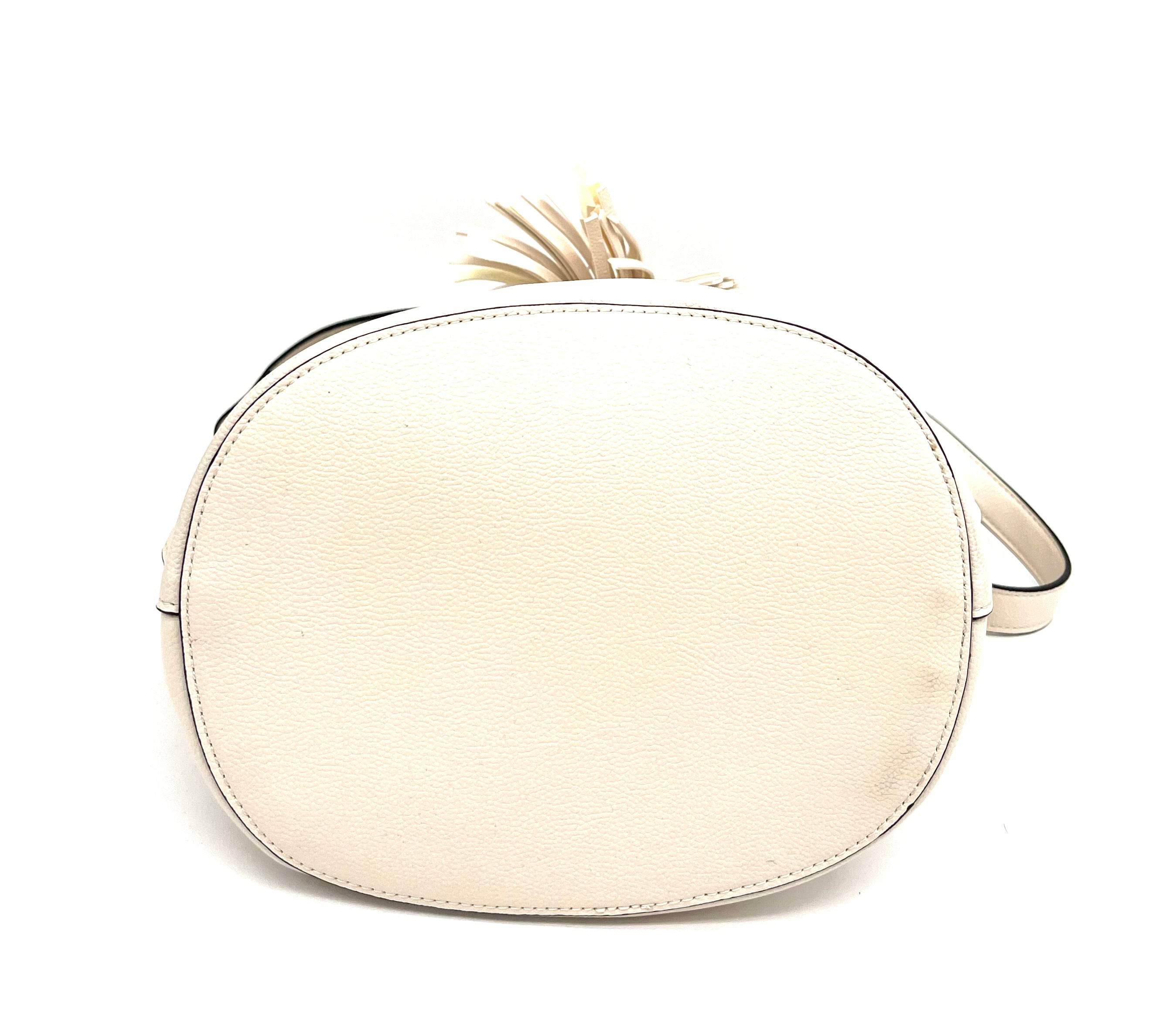 Handbag Beige Bucket Bag By Forever 21 Shoulder Bag Handle Bag Adjustable Strap & Tassels - TheRealThreads