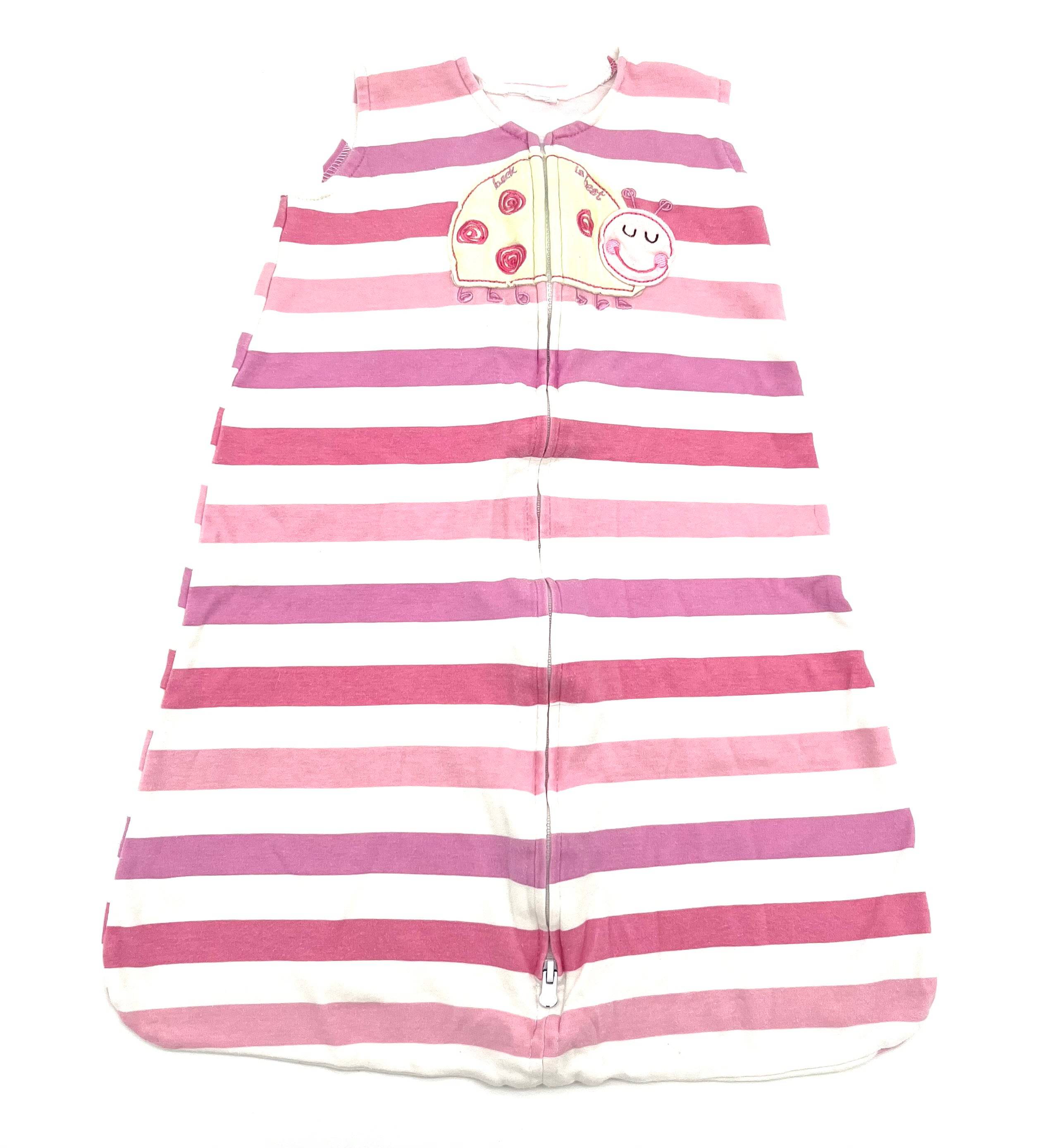 Babies Onesie Size 0-6 Months Closed Bottom Zipper Front Sleeveless Sleep Sack Pink Striped - TheRealThreads