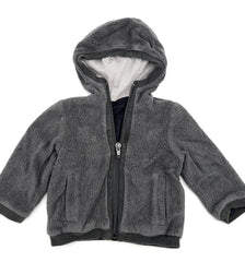 Babies Size 3-6 Months Grey Jacket With Hood & Zipper Up Front Fleece With Cotton Inside - TheRealThreads