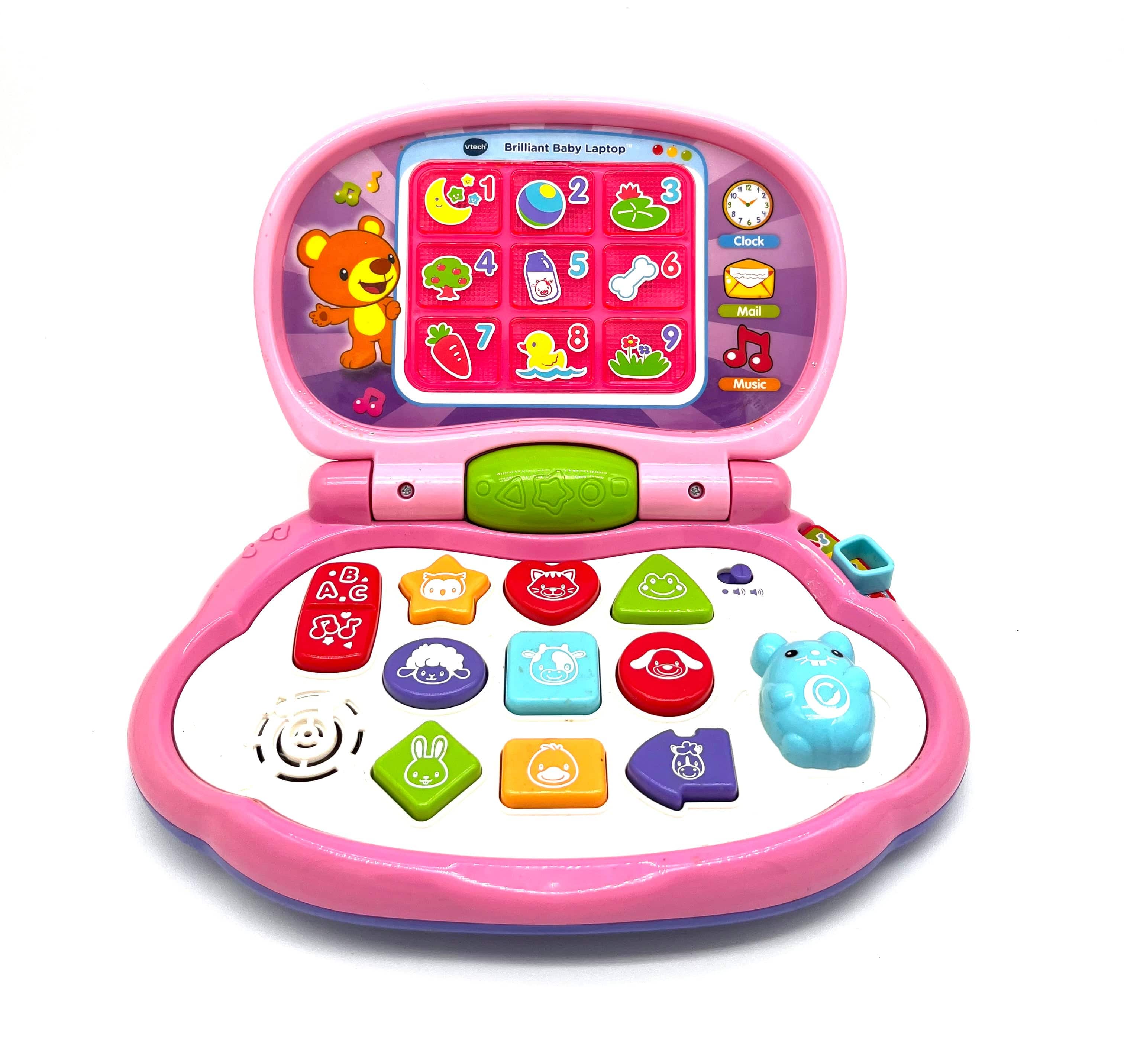 Vtech Brilliant Baby Pink and Purple Laptop With Songs Shapes Animal Numbers, ABC, - TheRealThreads