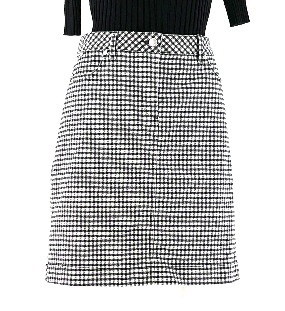 Talbots Size 12 Skirt Black And White Checkered With Two Front Pockets - TheRealThreads