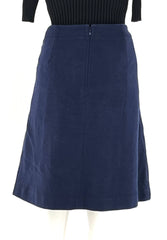 Talbots Navy Blue Skirt Size 12 With Tiny Ribbed Stretchy Fabric - TheRealThreads