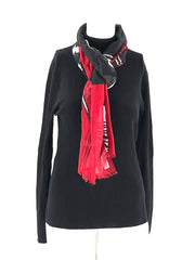 Scarf From Indigo Soul Black, White and Red Light Weight Fabric Scarf 100% Polyester - TheRealThreads