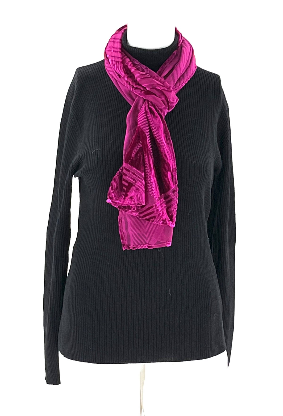 Dark Pink Scarf From Chico's With Light Weight Textured Fabric 52% Rayon 42% Nylon - TheRealThreads