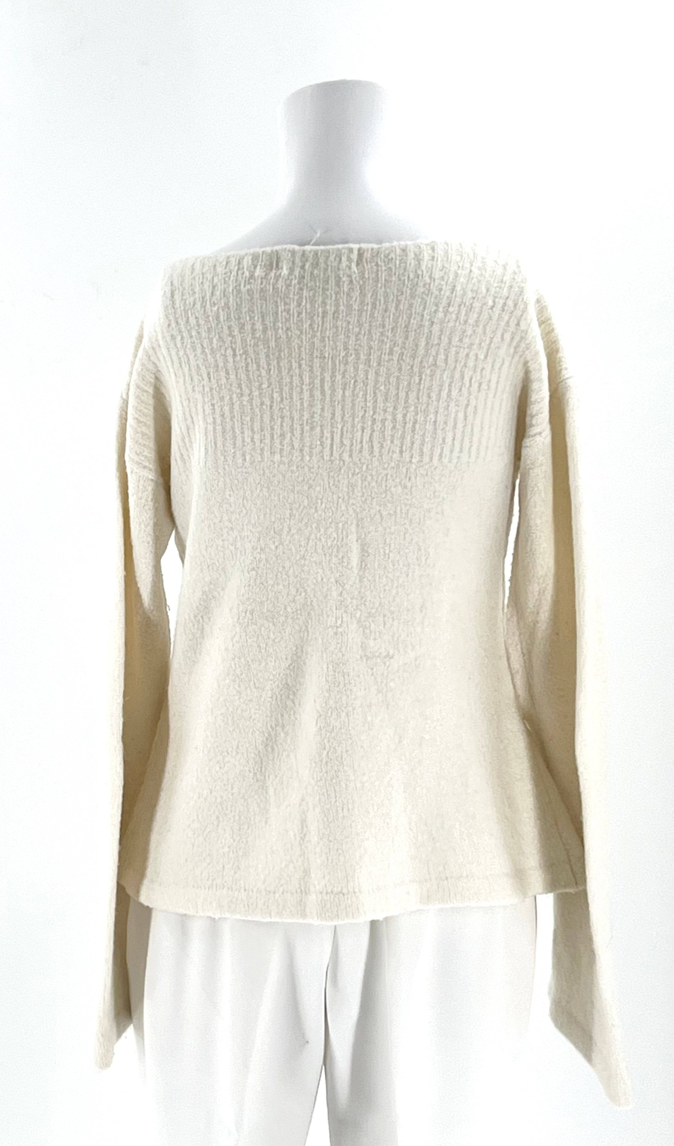 Michael Kors Off White Sweater Size Medium With Bataeu Neckline & Front Pocket - TheRealThreads