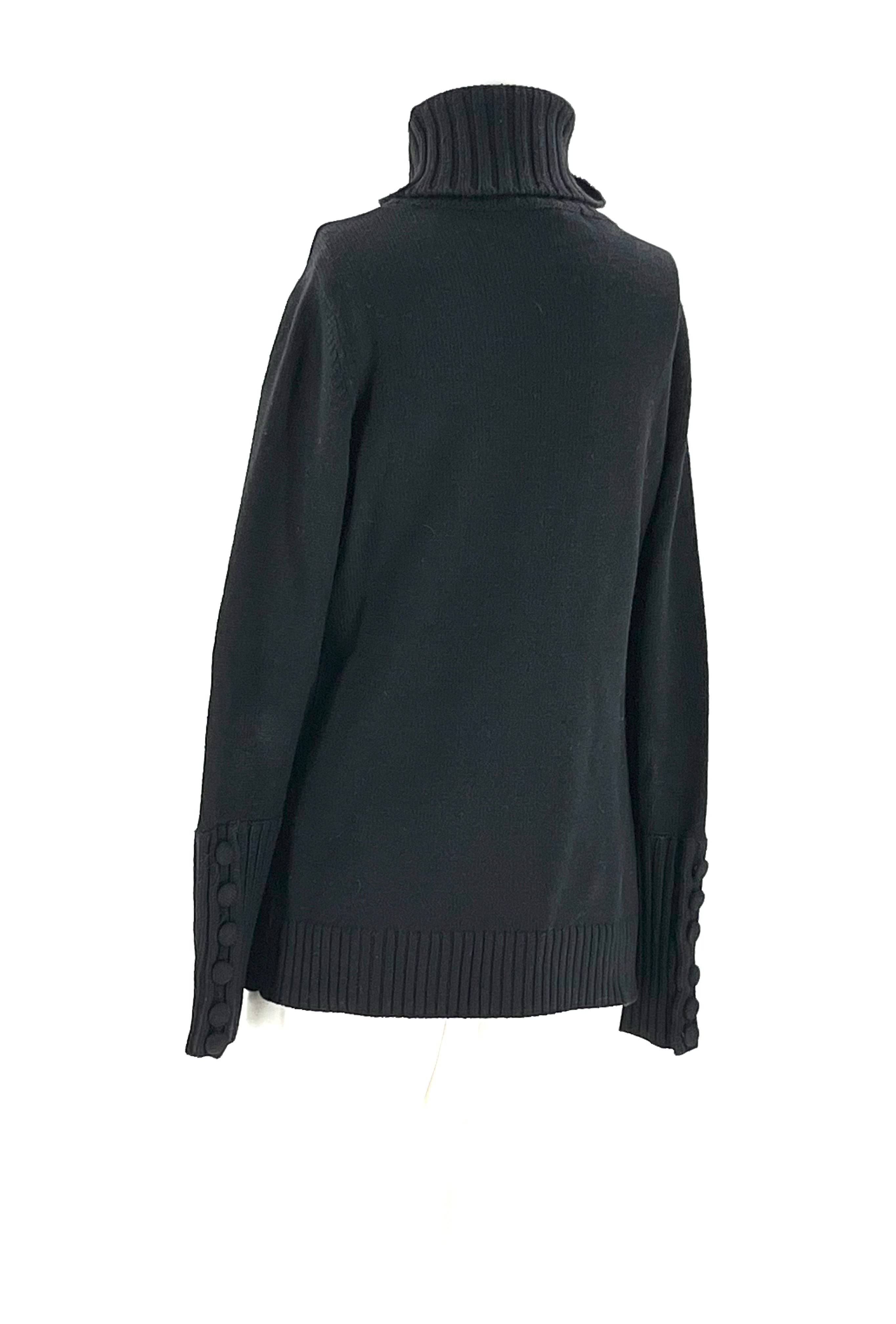 Banana Republic Size Medium Sweater Black Tunic With Turtleneck & Extra Fine Merino Wool - TheRealThreads