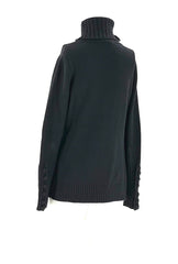 Banana Republic Size Medium Sweater Black Tunic With Turtleneck & Extra Fine Merino Wool - TheRealThreads