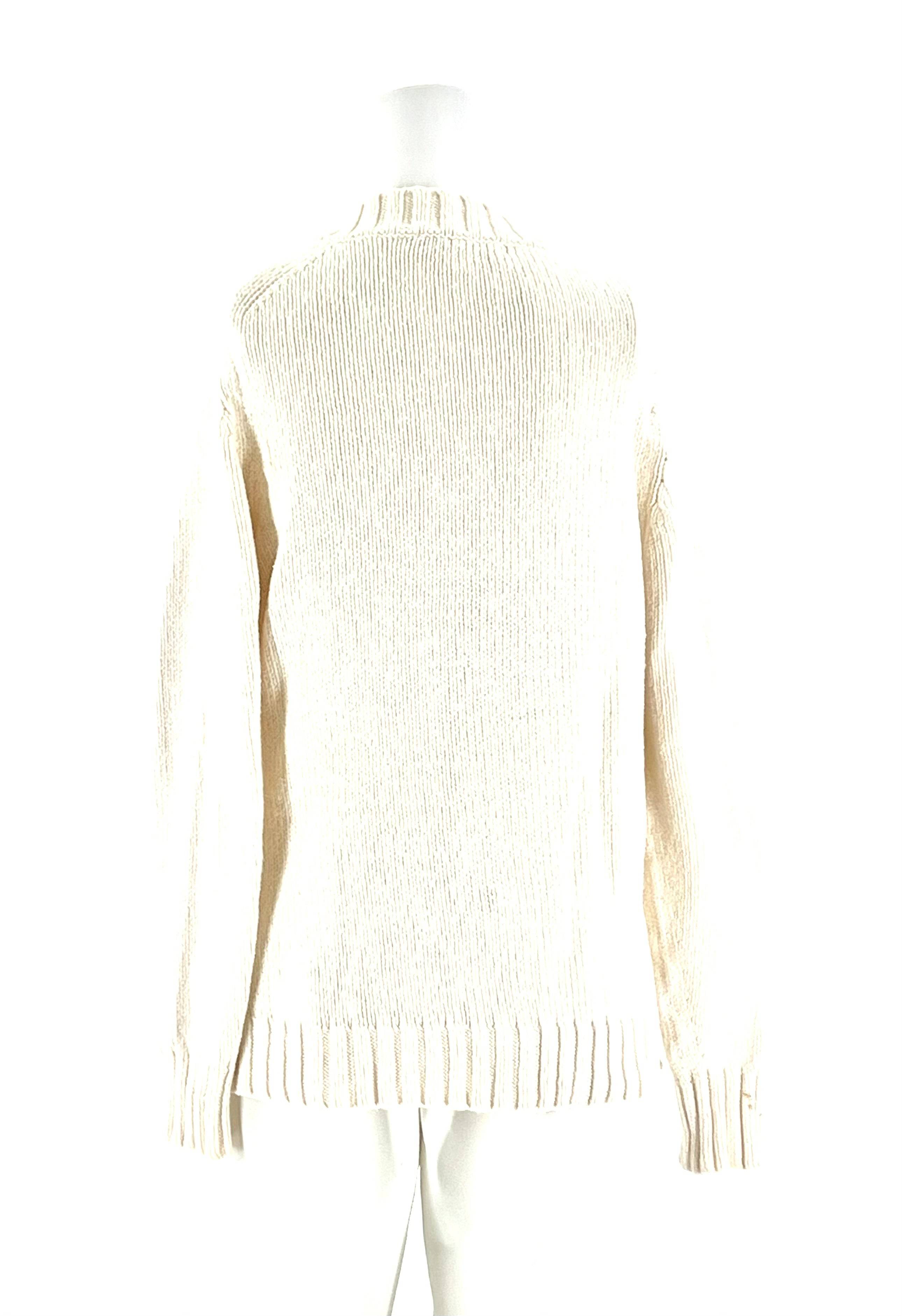 Banana Republic Size Large Sweater Off White Long Sleeve V-Neck 80% Cotton 20% Nylon - TheRealThreads