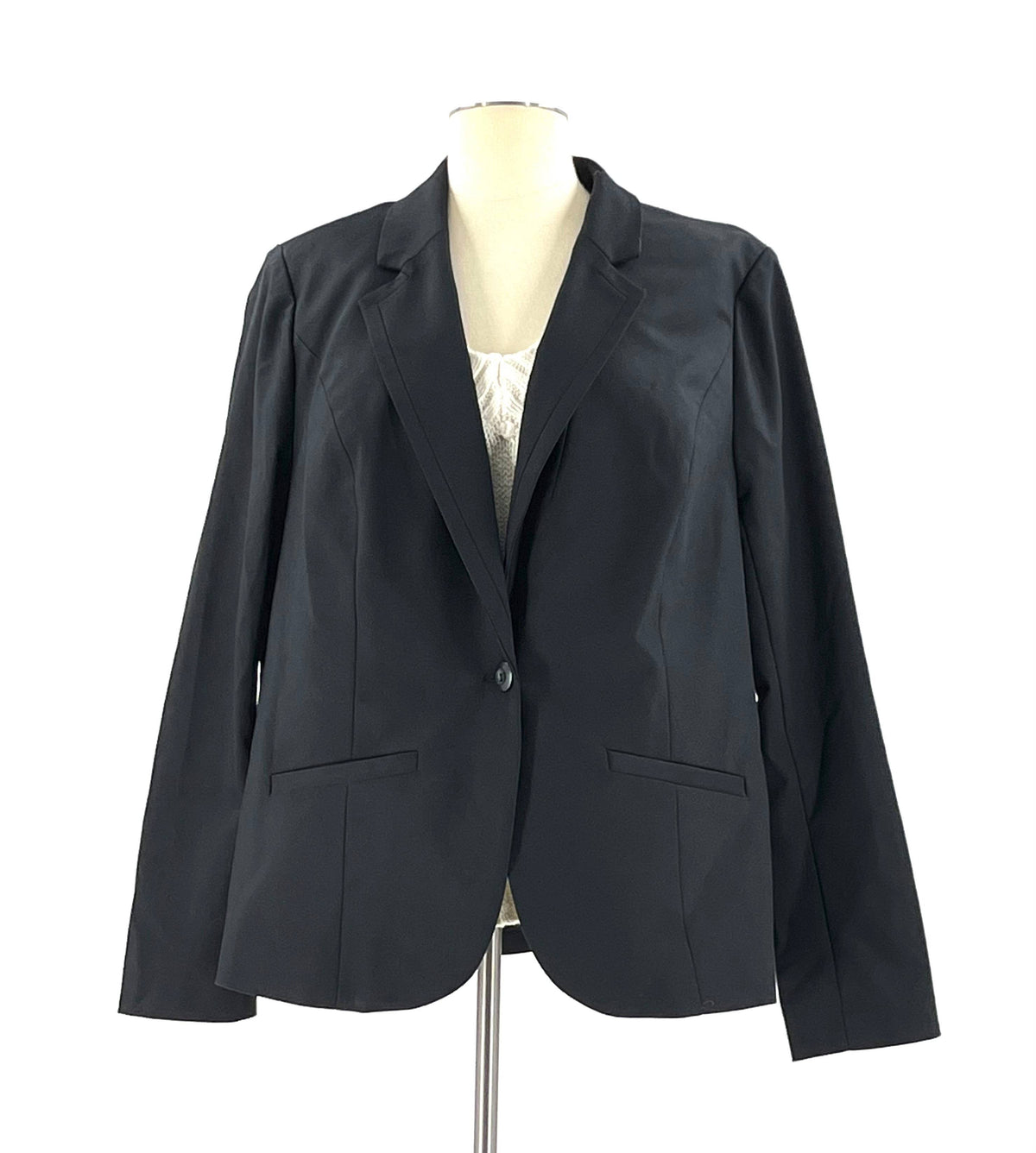 Womens Lane Bryant Blazer Size 18 Black Jacket 1 Button Closure 2 Front Pockts - TheRealThreads