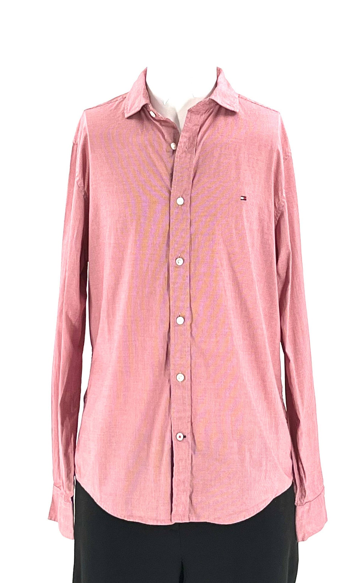 Mens Tommy Hilfiger Shirt Size Medium Button Up Red & White Checkered Long Sleeved - TheRealThreads