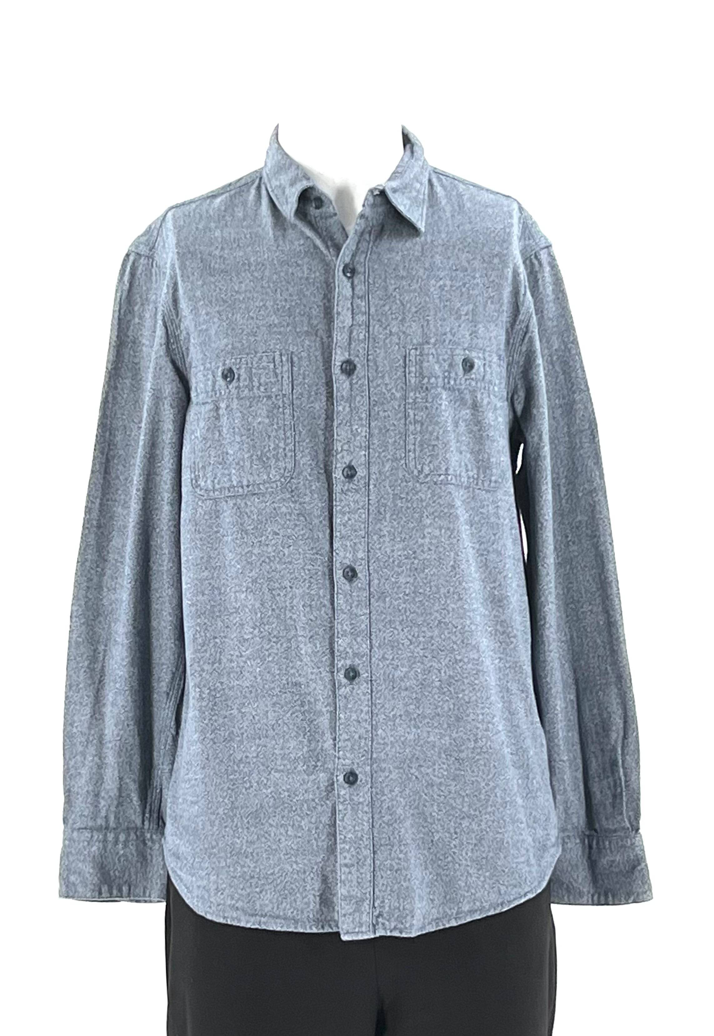 Mens Long Sleeve Blue Shirt Size M  By 14Th & Union Made Of 100% Thick Soft Cotton Two Pockets - TheRealThreads