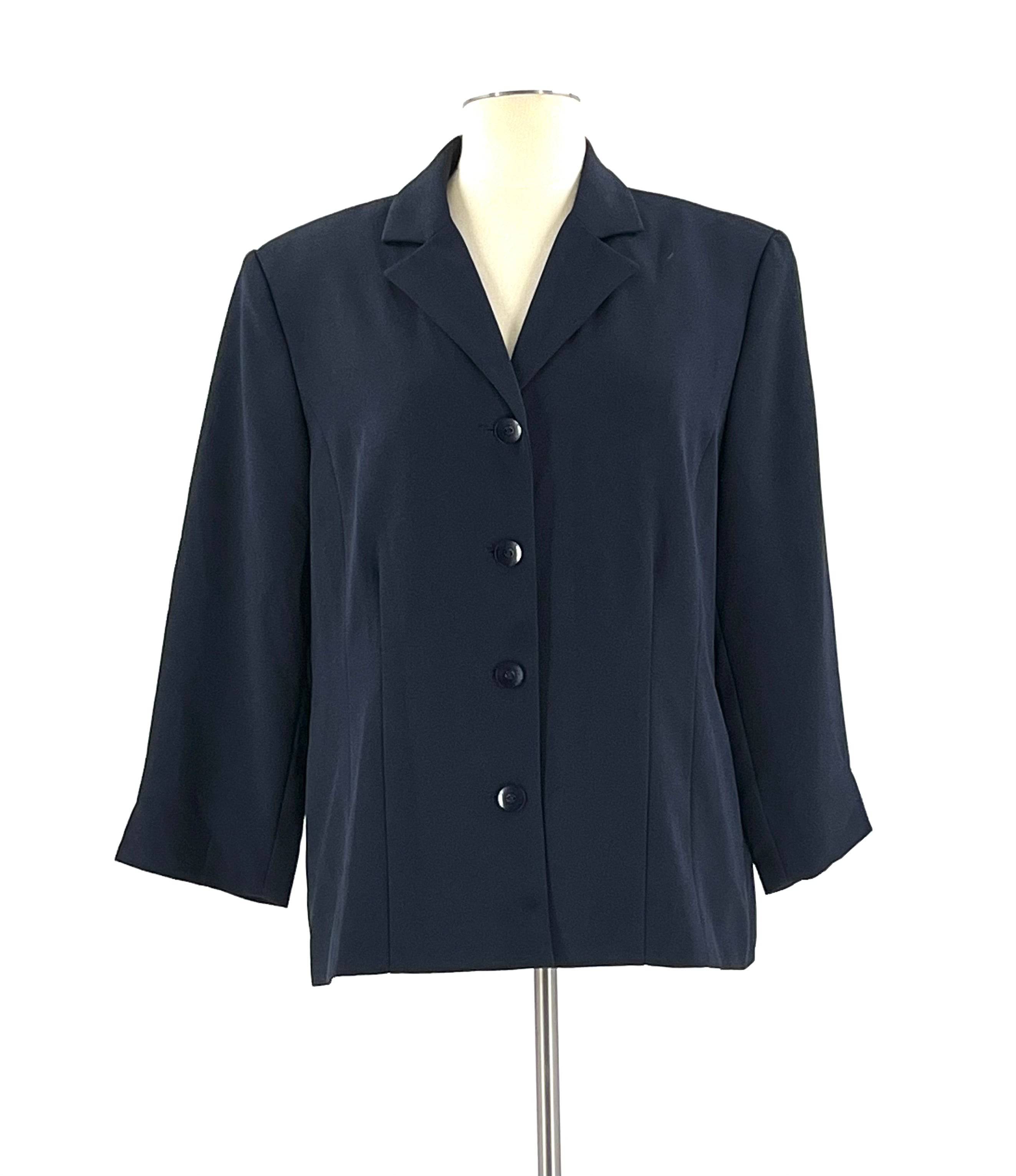 Womens Jacket Size 14 By Karen Scott Navy Blue Fully Lined Button Down - TheRealThreads