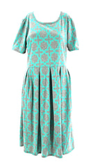 Lularoe Midi Dress Size XL Green And Grey With Scoop Neck And Zipper Up Back - TheRealThreads