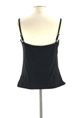 Tankini Size 12 Black W/White Polka-Dots Underwire Bra Inside Miraclesuit Adjustable Straps - TheRealThreads