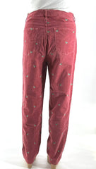 Corduroy Jeans Size 14 Talbots Straight Leg Pants With Ducks Rose Pink 5 Pocket Jeans - TheRealThreads