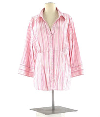 Womens Button Up Shirt Plus Size 18-20W Pink Burgundy White  By Cato Women - TheRealThreads