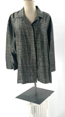 Silk Shirt By Chico's Size 3 Embroidery Rayon Green Button Down Top With Hidden Buttons - TheRealThreads