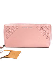 Womens Genuine Leather Wallet Pink Zip-Around Closure 12 Card Slots - NWT - NEW - RealThreads