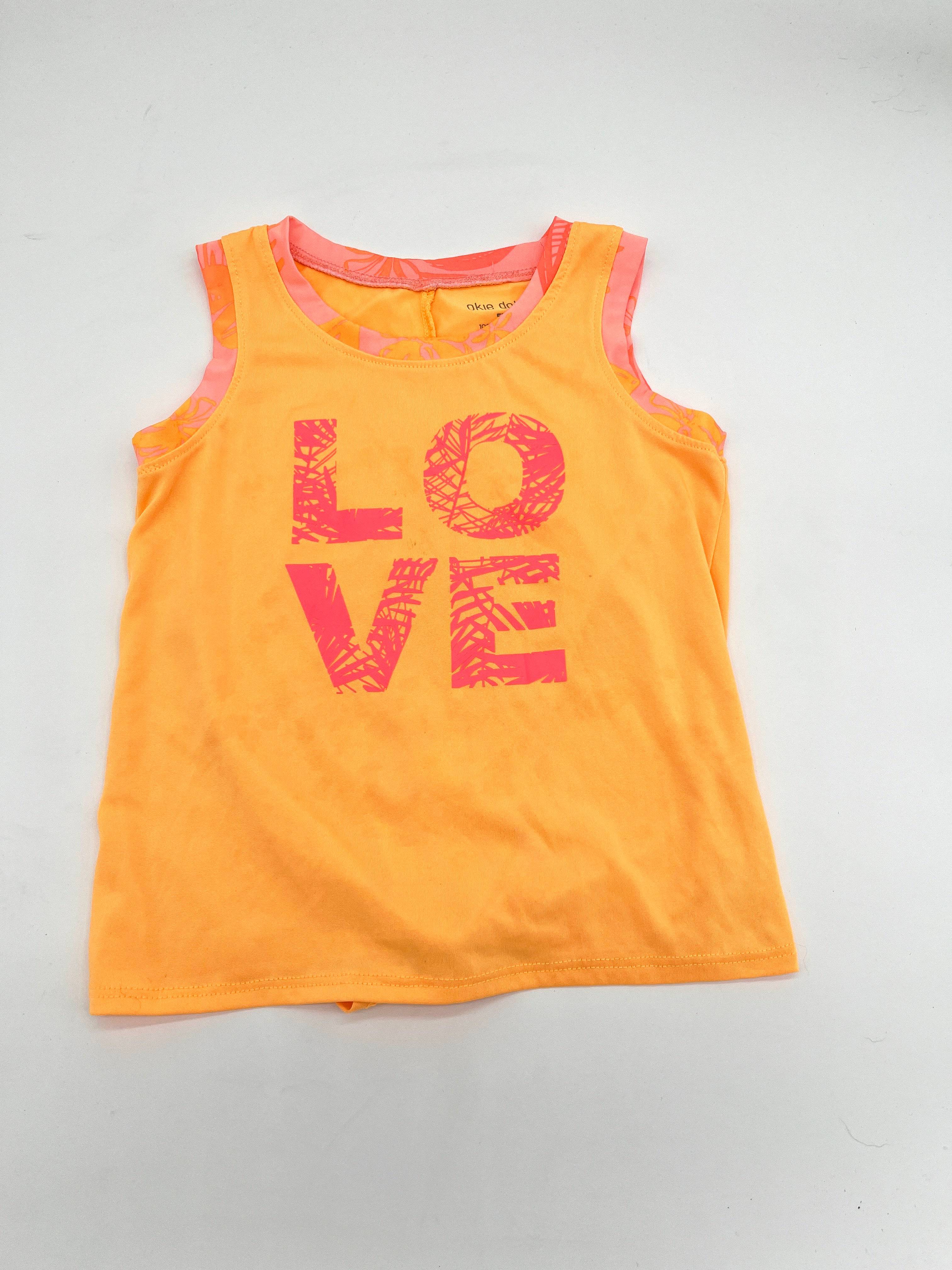 Toddler Girls Size 5T Tank Top Orange Okie Dokie "LOVE" - RealThreads