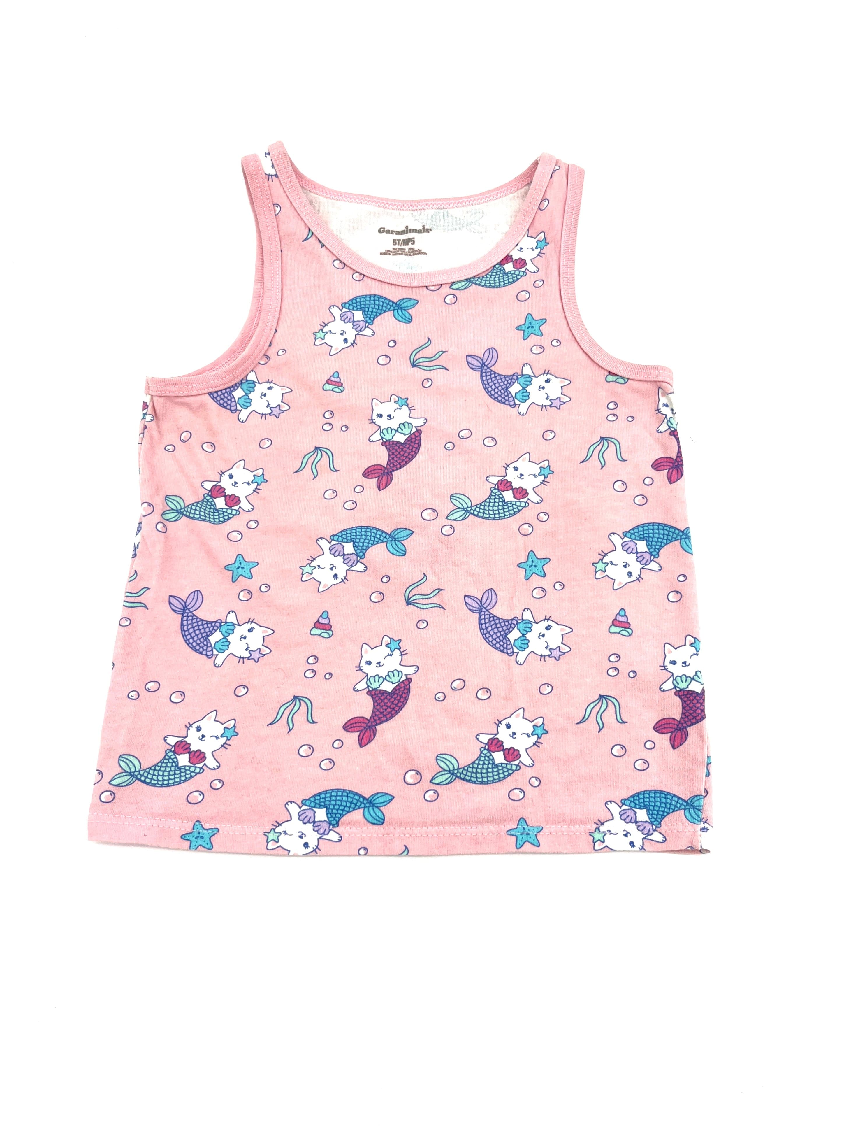 Toddler Girls Size 5T Pink Tank Top With Kitten Mermaids Top by Garanimals - RealThreads