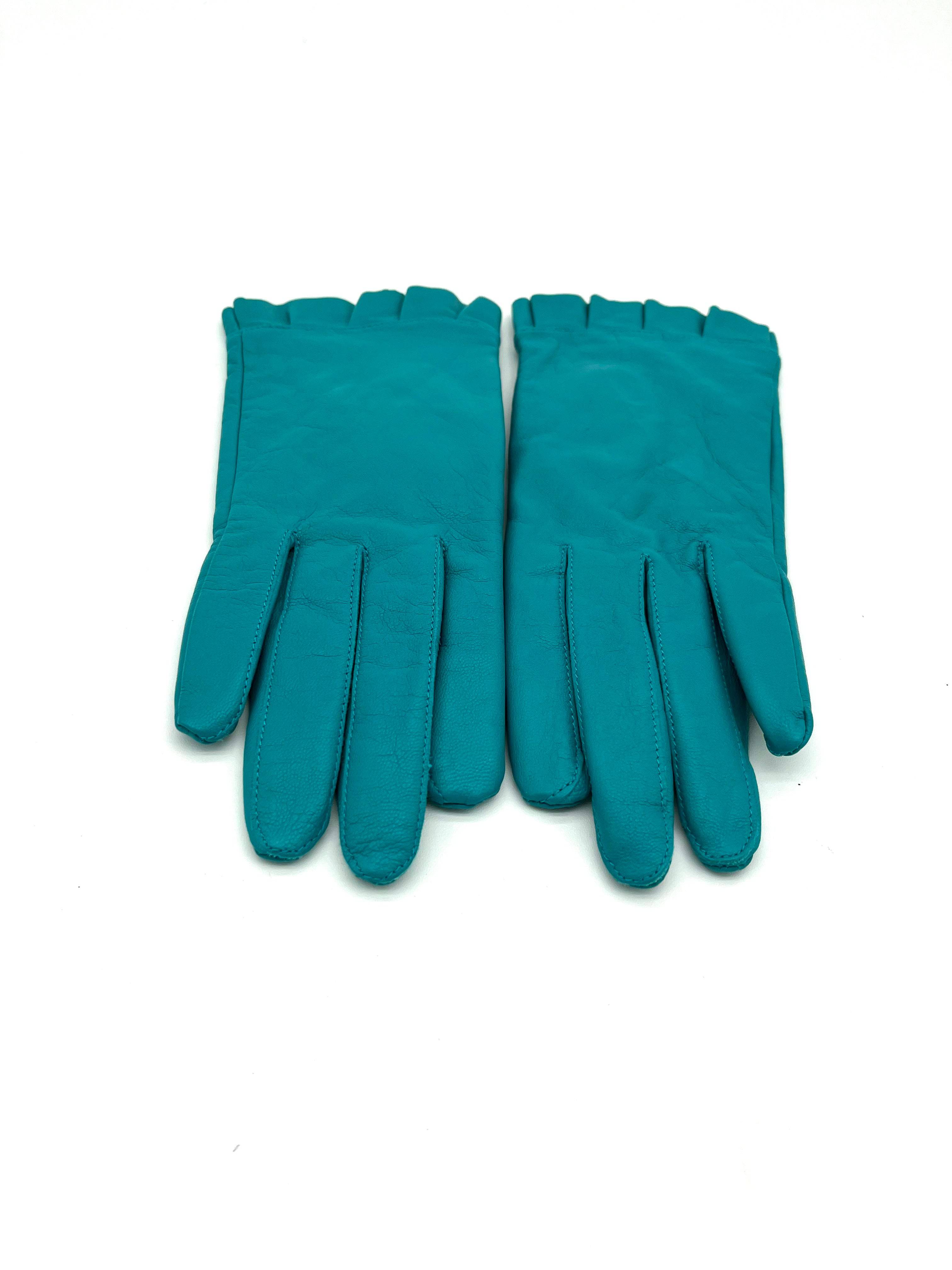 Red or Teal Leather Gloves Size Small - RealThreads