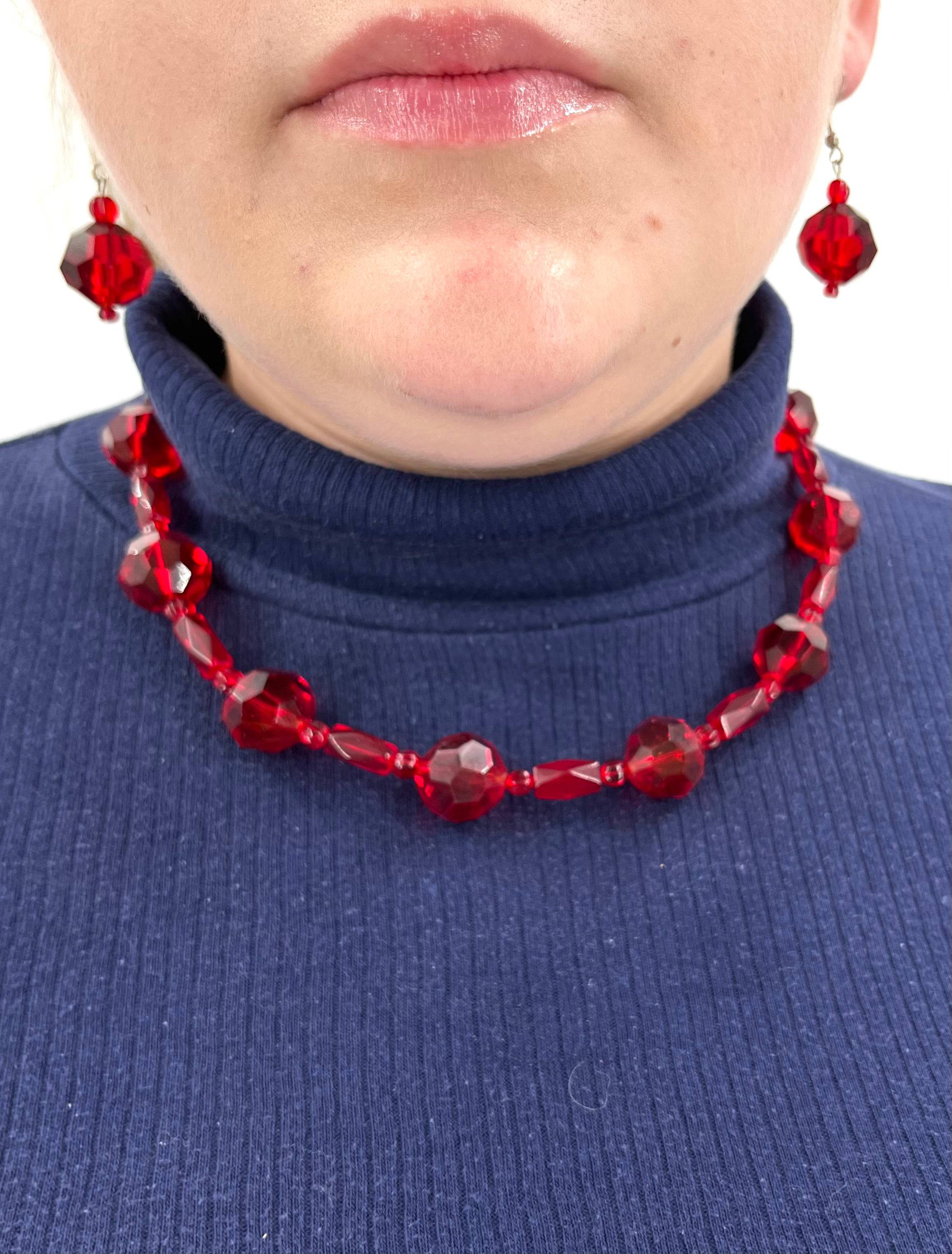 The Perfect Red Necklace and Earrings for 4th of July Blue Jeans White T-Shirt & This! - RealThreads