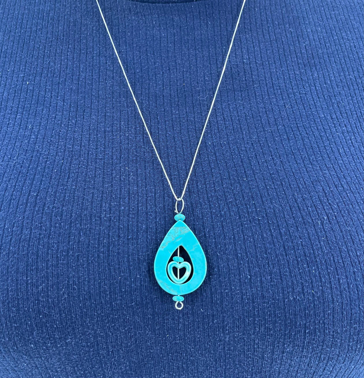 Blue Heart Pendant Great Mother's Day Gift One of a Kind Get it Before its Gone! NEW - RealThreads