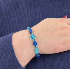 Opaque Baby Blue and Royal Blue Bracelet. One of a Kind by Annapolis Artist. New - RealThreads