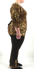 Womens Size XXL 2 Piece Set in Brown and Tan Animal Print Top and Pants - RealThreads